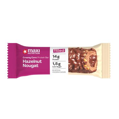 Maxi Nutrition kreminis lazdyno riešutų ir nugos baltymų batonėlis 45 g