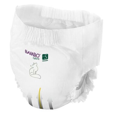 Pañales tipo pantalón Bambo Nature para niños y niñas, ropa interior ecológica T5, 12-18 kg, 19 unidades.