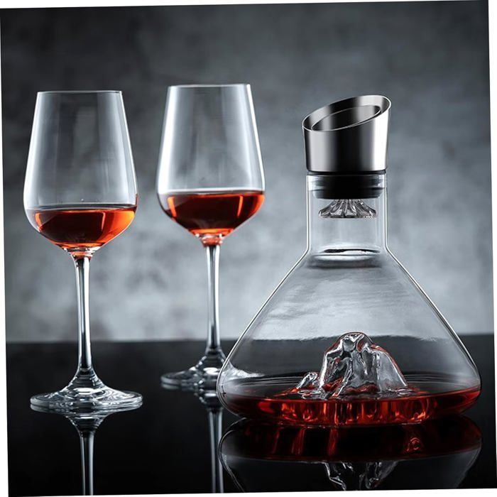 Aireador de vino de cristal - DOK - 1500 ml - Elegante jarra - Base Iceberg - Transparente