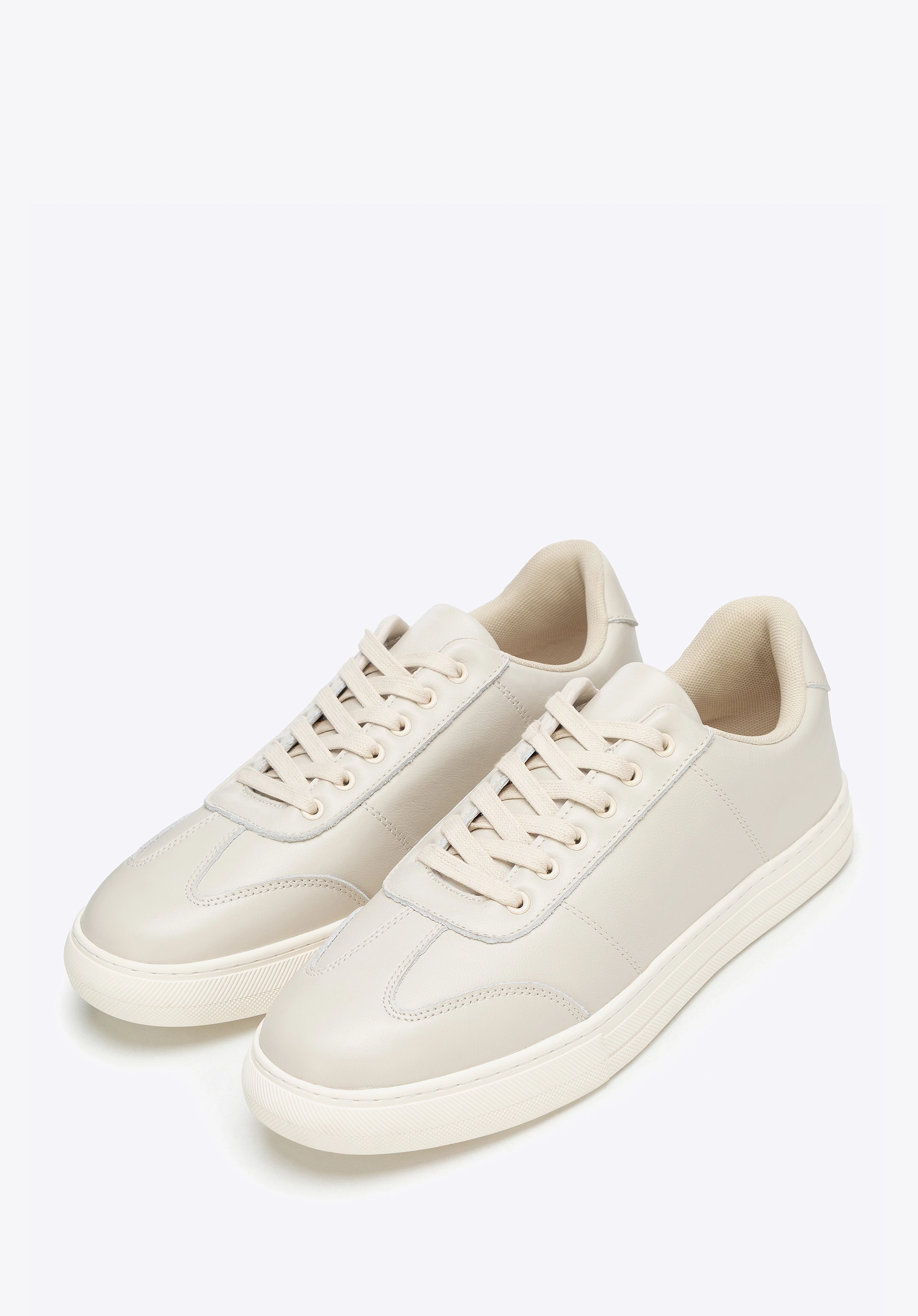 Męskie sneakersy ze skóry licowej beżowe