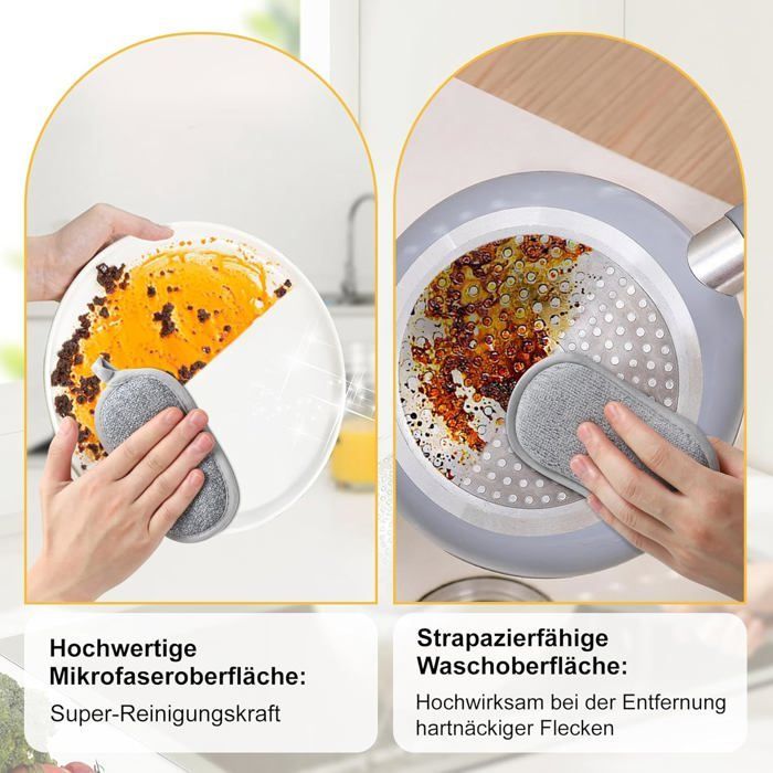 Lot de 8 Éponges Vaisselle Extra-Épaisses 1.5cm - Microfibre + Grattoir - Nettoyage Profond et Durable - 15x8cm - Qualité