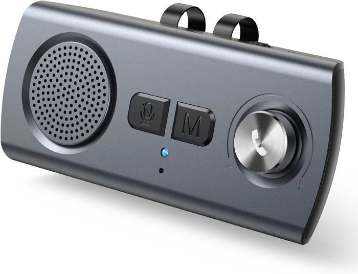 Bluetooth 5.3 Car Hands-Free Kit, GPS, Speaker, Microphone, Music, Siri & Google Assistant, Auto Reconnection, 800mAh TF Card Slot