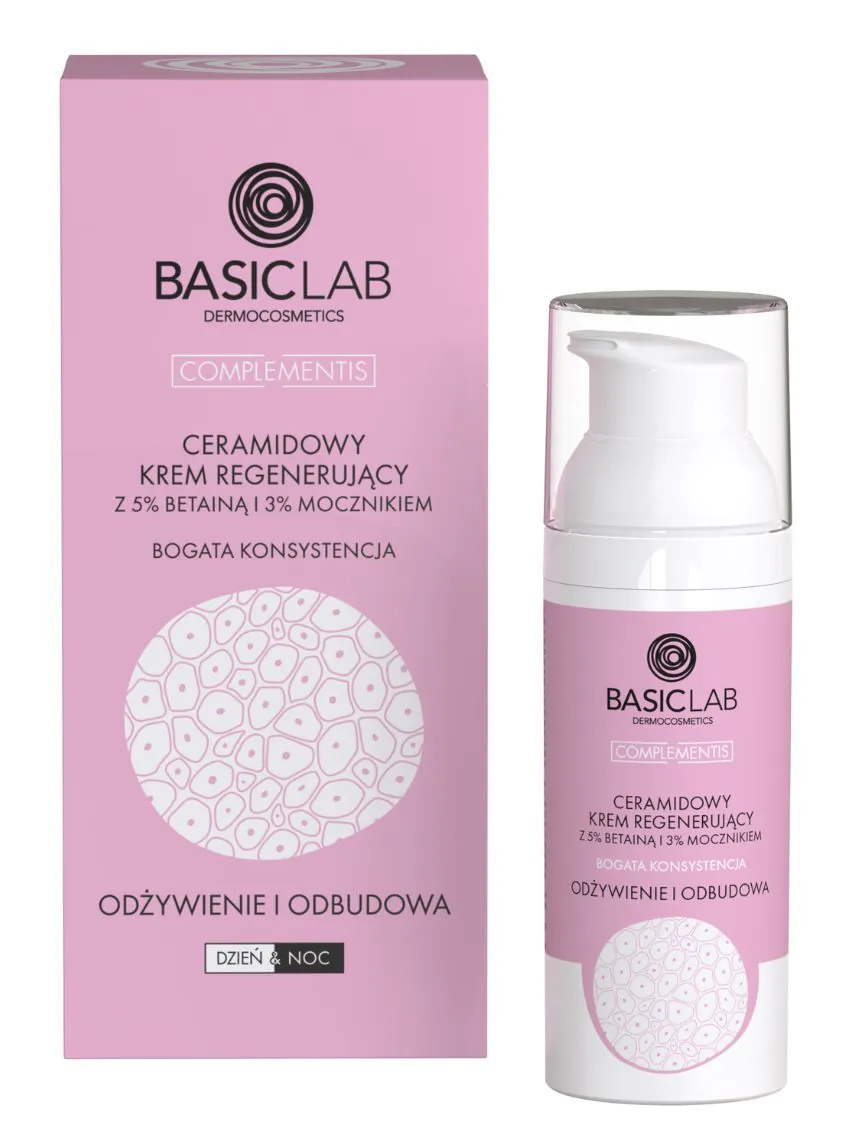 BasicLab Krem regenerujący z betainą 5% i mocznikiem 3% o bogatej konsystencji