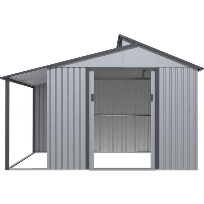 Caseta de jardín metálica con pérgola 