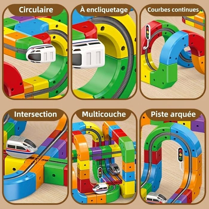 Set trenino da 123 pezzi - Binari antigravità elettrici 3D con trenino motorizzato e segnali stradali, giocattolo per bambini