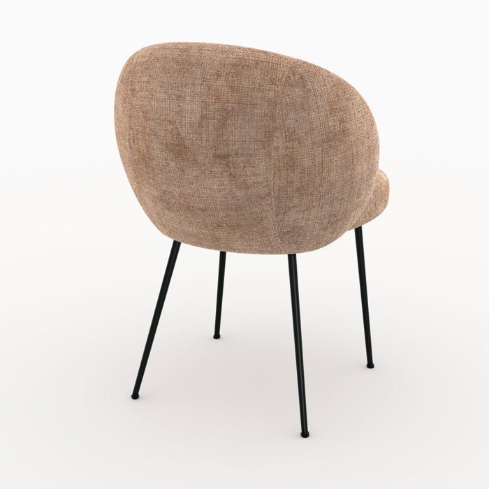 Chaise en velours chenillé marron glacé et métal noir - Bloomy - Rendez-Vous Déco