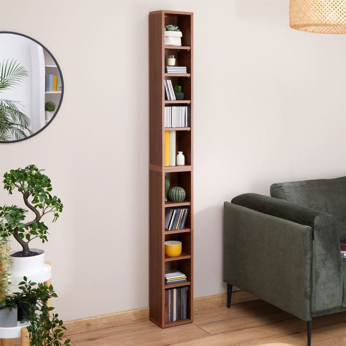 Estantería modular MUSIC para CDs y DVDs, conjunto de 2 unidades de almacenamiento en columna con 10 compartimentos en melamina de color.