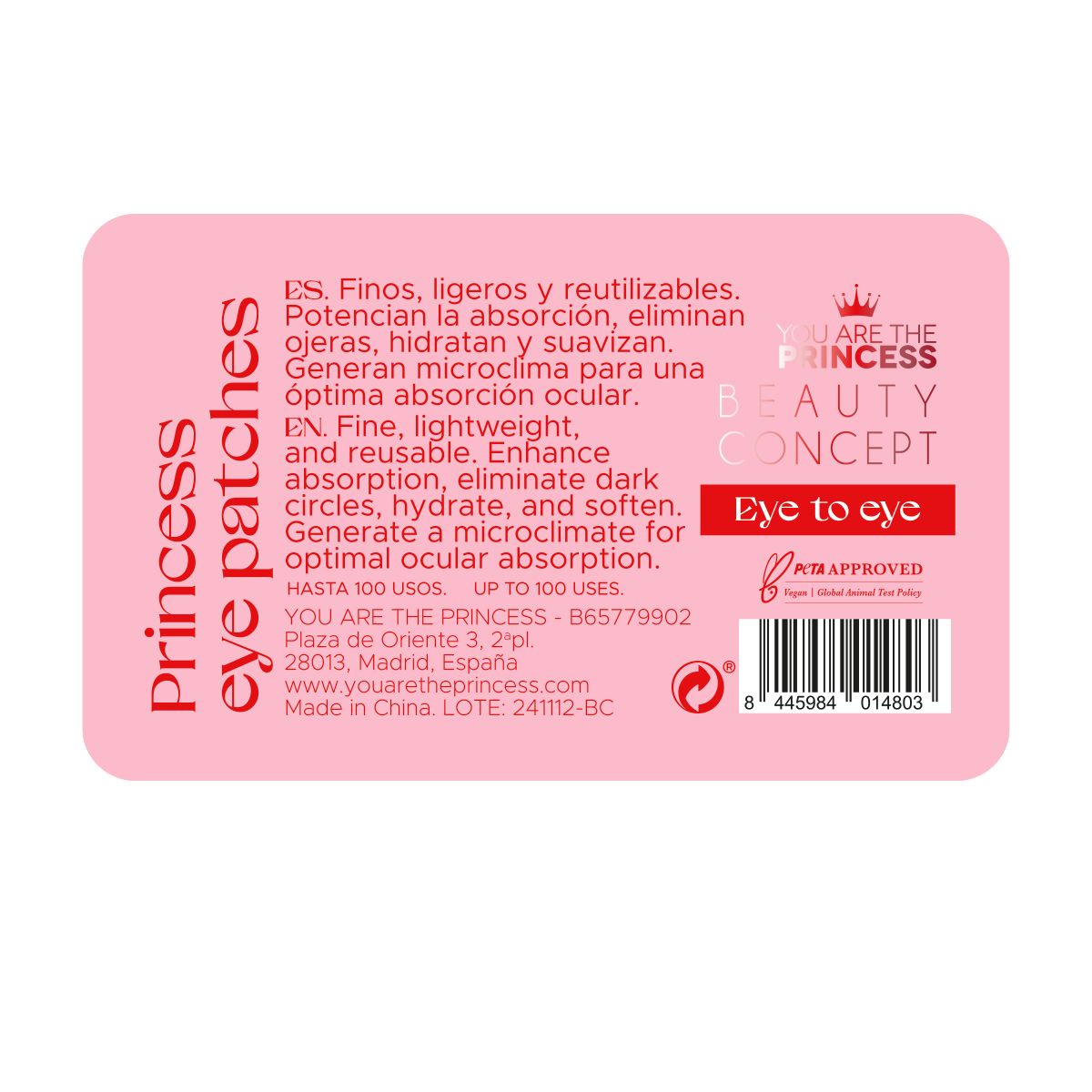 Beauty Concept Princess flasteri za oči za višekratnu upotrebu sredstva za čišćenje lica