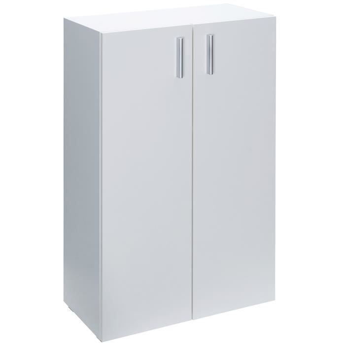 Kleiderschrank mit Türen, 115,5 x 60 x 30 cm, VELA weißes Aufbewahrungsmöbel mit 3 Einlegeböden für Wohnzimmer, Büro, Schlafzimmer