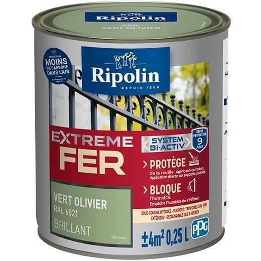 Pintura para exteriores RIPOLIN color hierro - Verde oliva brillante, 0,25 L