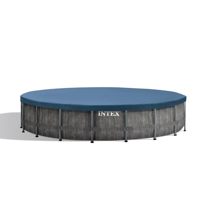 Kit de piscina tubular elevada Intex - Estructura Pris - 457 x 122 cm - Redonda (bomba, cubierta, alfombrilla de suelo y escalera) - 26742NP