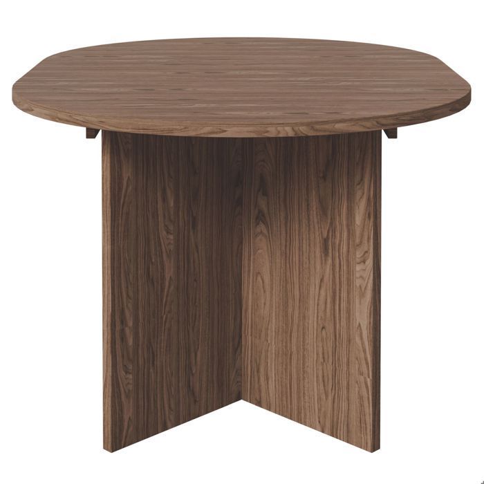 Table à manger ronde – OVO – Aspect noyer Wisconsin – Extensible – 110–190×110 cm