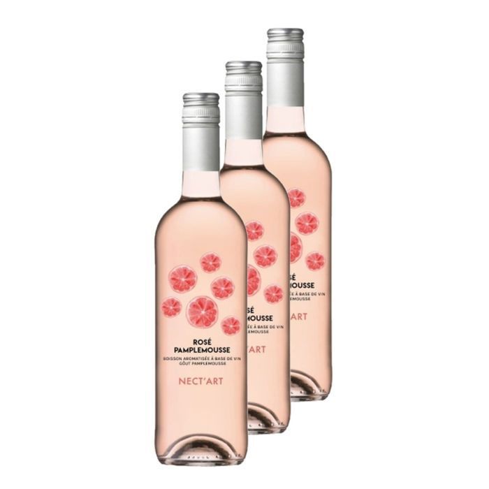 Nect'art - Pacote com 3 garrafas de 750ml de vinho rosé sabor toranja