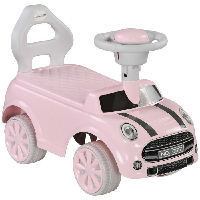 9932 Porteur Enfants Voiture 18-36 Mois Volant klaxon et Butée Anti-bascule Charge 25 kg 53x25x35 cm Rose