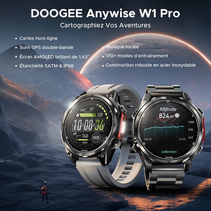 Smartwatch - DOOGEE - Anywise W1 Pro - Tela AMOLED de 1,43