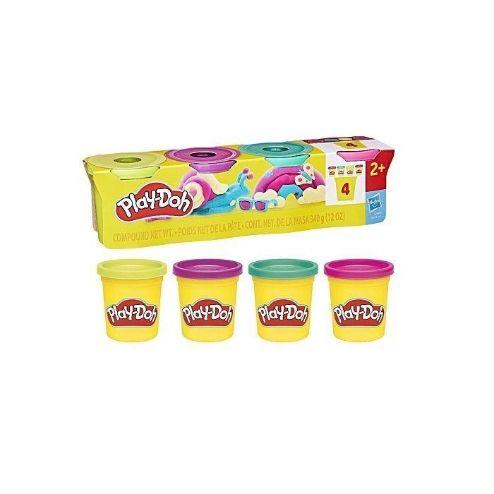 Pâte à modeler - Play-Doh VIBRANT - 4 pots de 85 g - Couleurs vives - Stimule l'imagination