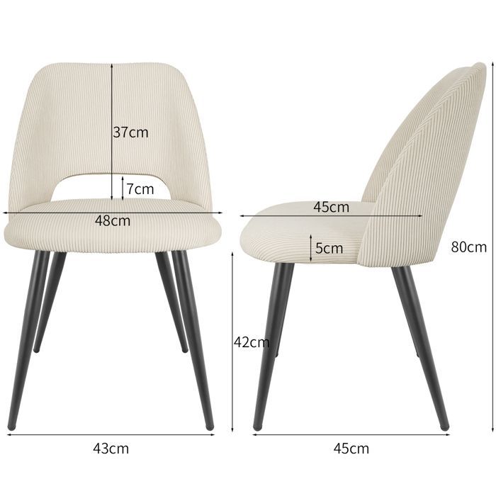 WAFTING Lot de 4 Chaise de Salle à Manger en Velours,Chaise Rembourrée avec Pieds Indépendants,Beige