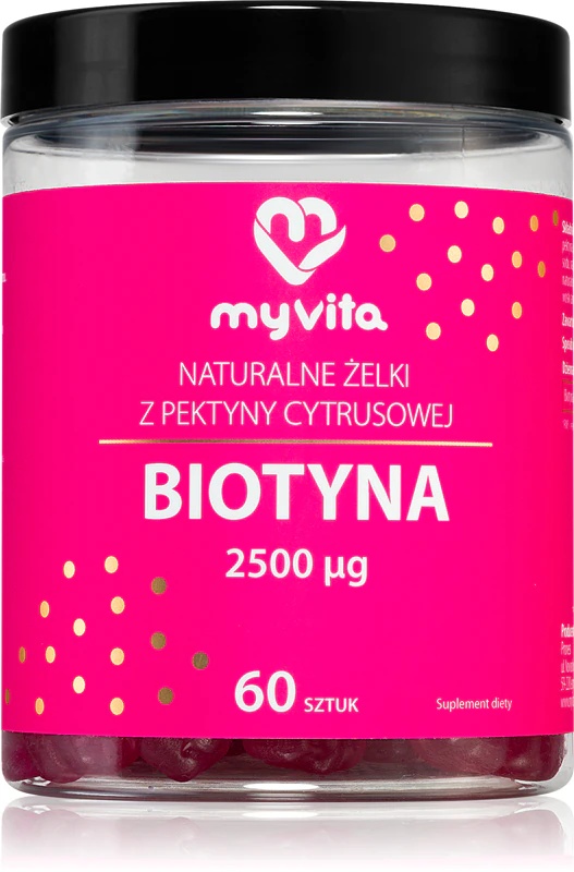 „MyVita Natural Biotin Gummies“ maisto papildas – minkštos kramtomosios kapsulės gražiems plaukams, odai ir nagams