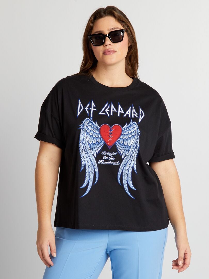 Camiseta com estampa do Def Leppard - Preta