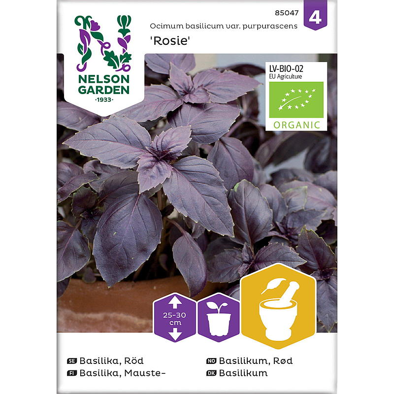 Nelson Garden Seeds Basilikum Rot, Rosie, Bio