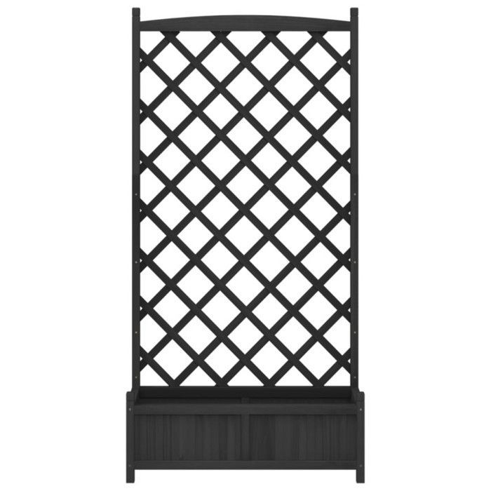 vidaXL Jardinière avec Treillis, Lit Surélevé, Bac à Fleurs, Pot de Plantes, Boîte à Fleurs Jardin Patio Terrasse, Noir Bois 365493