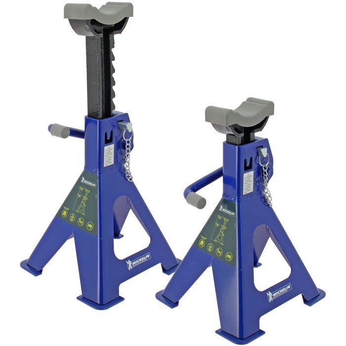 Maxi 2T ratchet axle stands, height 280 to 415mm - MICHELIN - Quick and easy locking with lever + safety pin