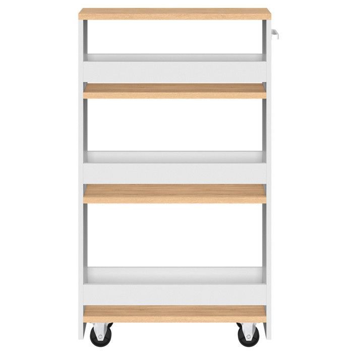 IDMARKET Desserte de cuisine gain de place HAGA chariot de rangement à étages blanc et façon hêtre