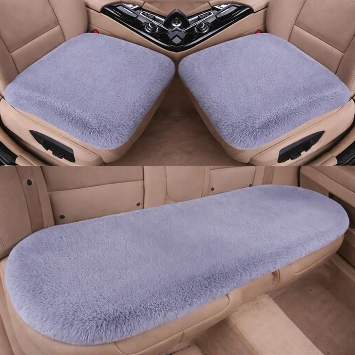 Funda protectora de felpa para asientos de coche - Protectores para asientos delanteros y traseros - Alfombrilla antideslizante - Universal (Gris, juego de 3)
