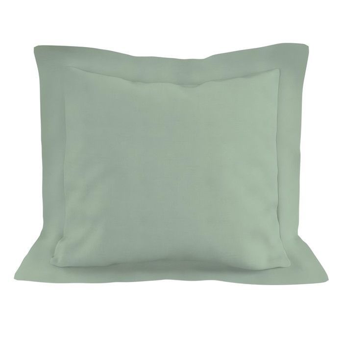 Federa in cotone, 57 fili/cm², 63x63 cm, tinta unita verde acqua, di Soleil d'ocre