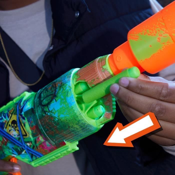 Nerf Zombie Driller, blaster a dardi, cilindro rotante, età 8+