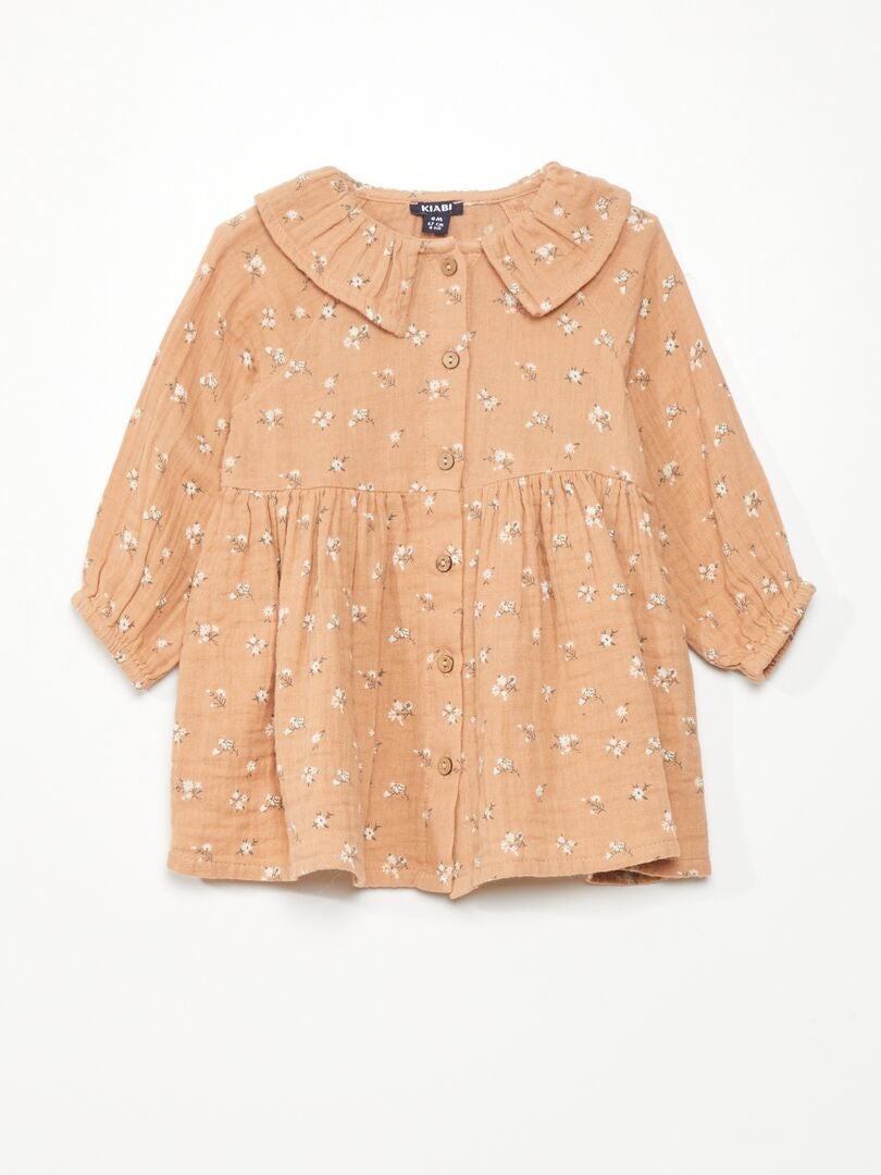 Vestido de algodão com estampa floral - ROSA