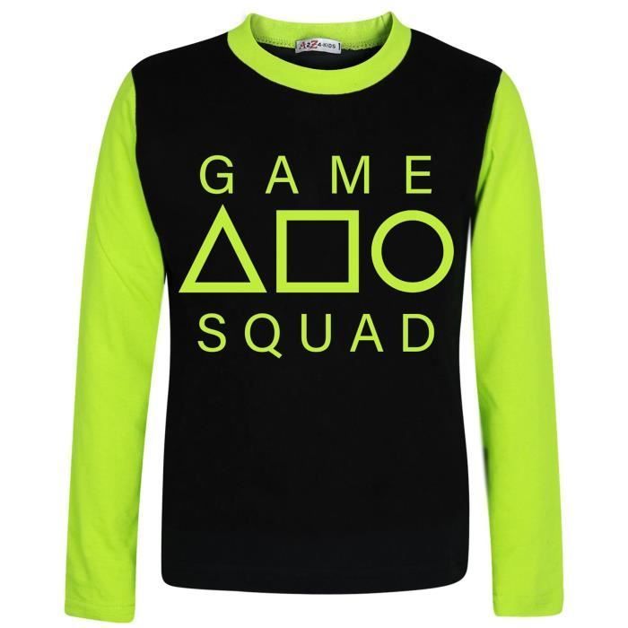 Pijama Infantil A2Z 4 Kids Unissex Game Squad Cosplay Verde Limão - Conjunto de 2 Peças