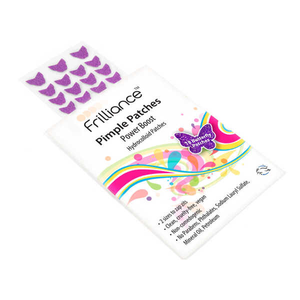Adesivos para espinhas Frilliance com borboletas roxas (18 unidades/2 tamanhos)