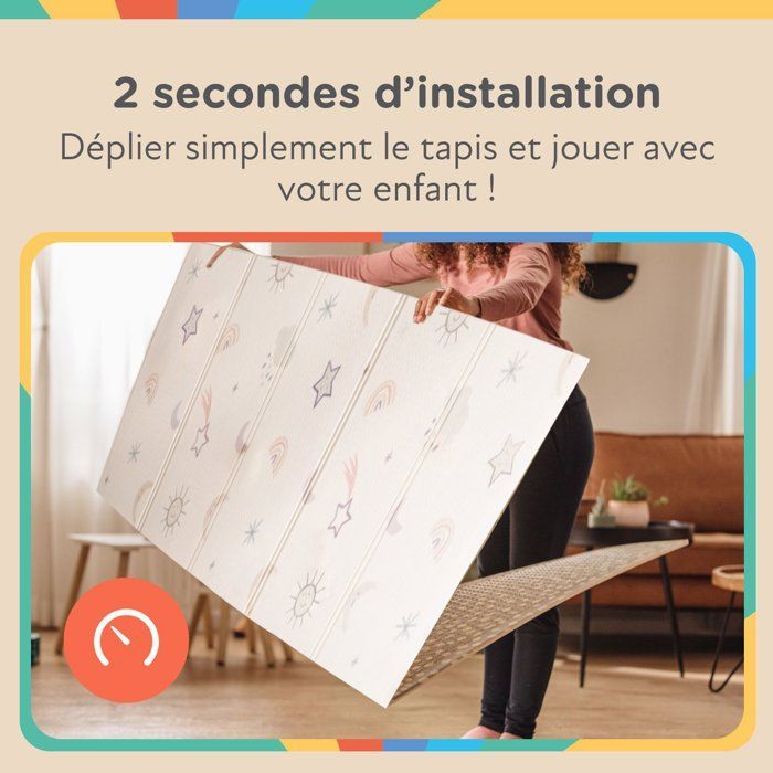 Tapis d'Éveil Réversible - NUBY - 200 x 150 x 1 cm - Arc-en-Ciel