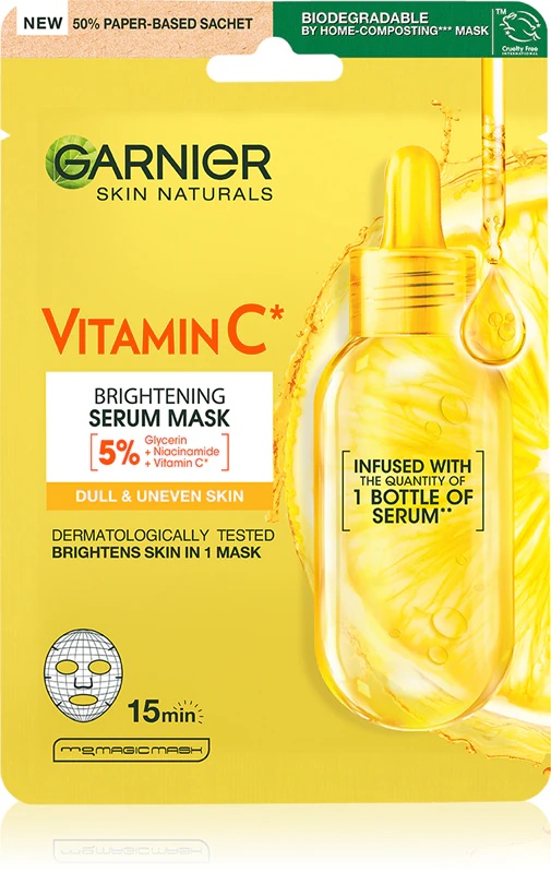 Garnier Skin Naturals C vitamīna izgaismojoša un mitrinoša sejas maska ar C vitamīnu