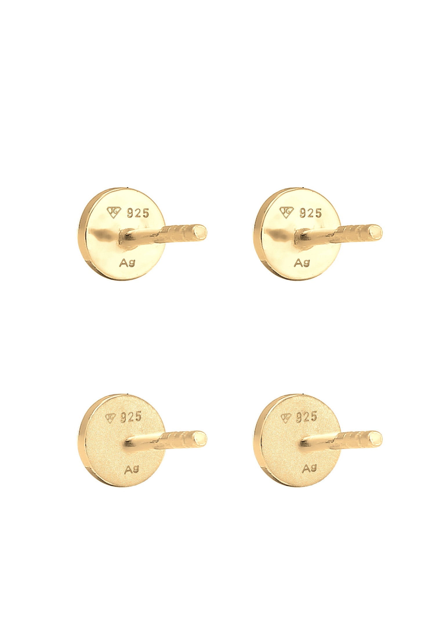 Elli Boucles d'oreilles cloutées pour femmes - Lot de 2 - Rondeur classique brillante et mate en argent sterling 925
