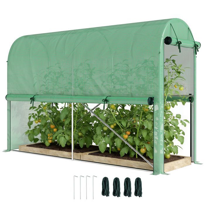 Serre de jardin - Outsunny - bâche renforcée 140 g/m² porte zippée enroulable légumes plantes fleurs - PE - 300x100x200cm - vert