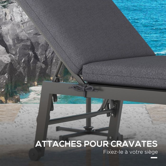 Lot de 2 matelas pour chaise longue - Outsunny - 190.5x58.4x7cm - Tissu - gris
