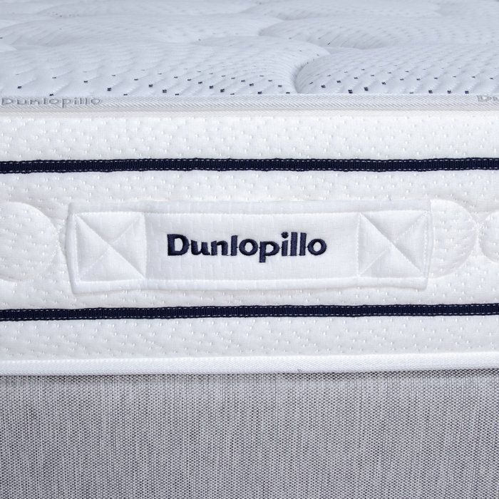 Ensemble matelas sommier  90x200 marque DUNLOPILLO Hauteur 21 cm - Latex - Aération -7 zones- Soutien Équilibré - Fabriqué en France
