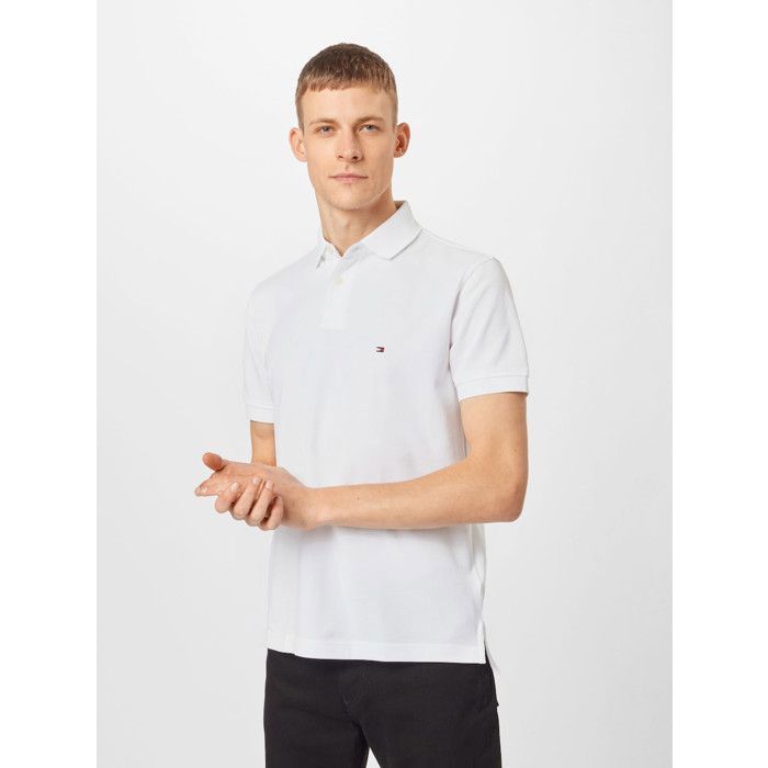 Tommy Hilfiger Herren-Poloshirt, weiß, normale Passform, Kurzarm