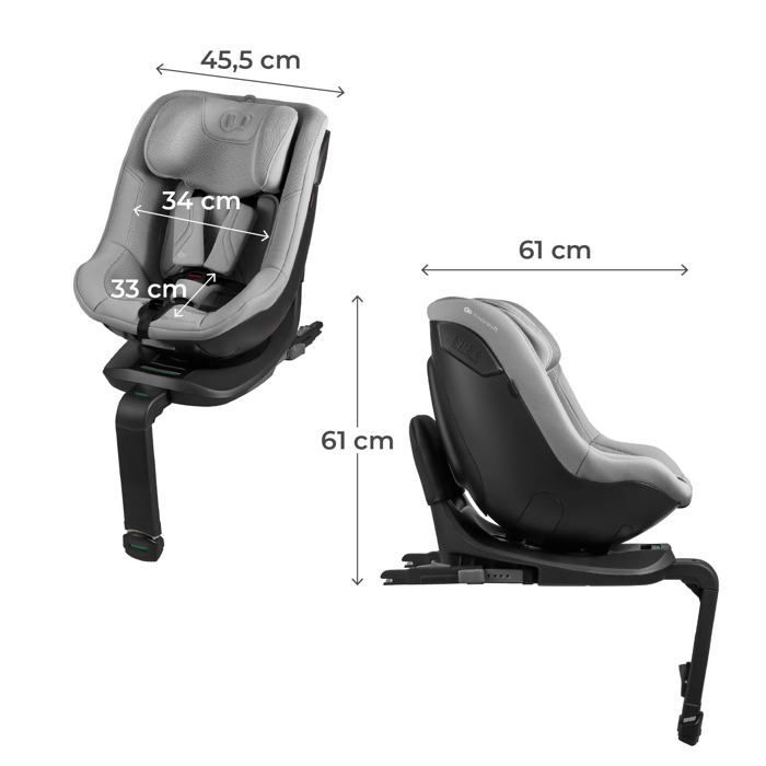 Κάθισμα αυτοκινήτου Kinderkraft I-GUARD PRO i-Size 61-105 cm περιστρεφόμενο 360° ISOFIX με βάση στήριξης H-GUARD SPS+ AIR FLOW γκρι