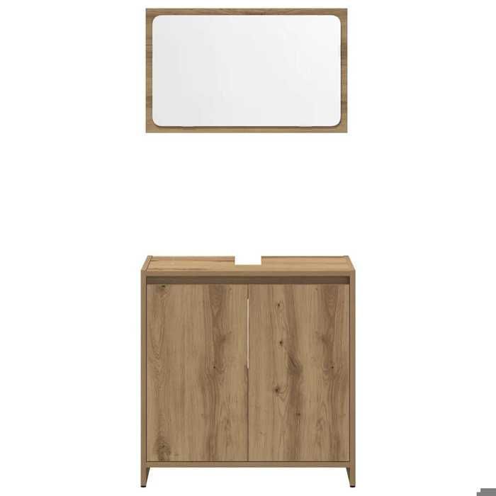 Badkamermeubelset - KALISSE - 4-delig - Samengesteld hout - Handgemaakt eikenhout - Draagvermogen 60 kg