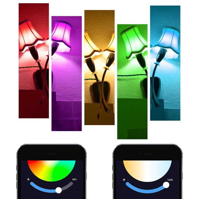 Lâmpada LED Inteligente E27 com Wi-Fi - RGB Multicolorida - Compatível com Alexa/Google Home - Classe Energética F