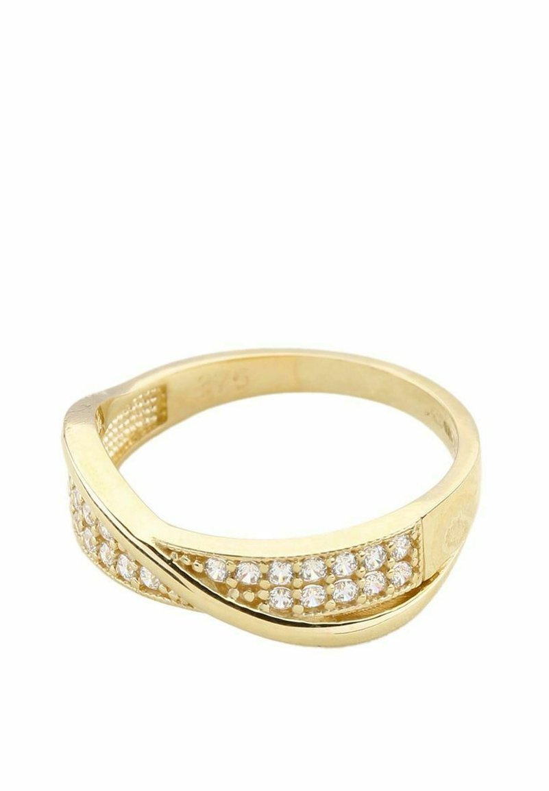 DIAMANT L'ÉTERNEL 9 KARAT ETERNITY MIT ZIRKOTALDENSTEINEN IM KISS-DESIGN - Ring - gelbgoldfarben