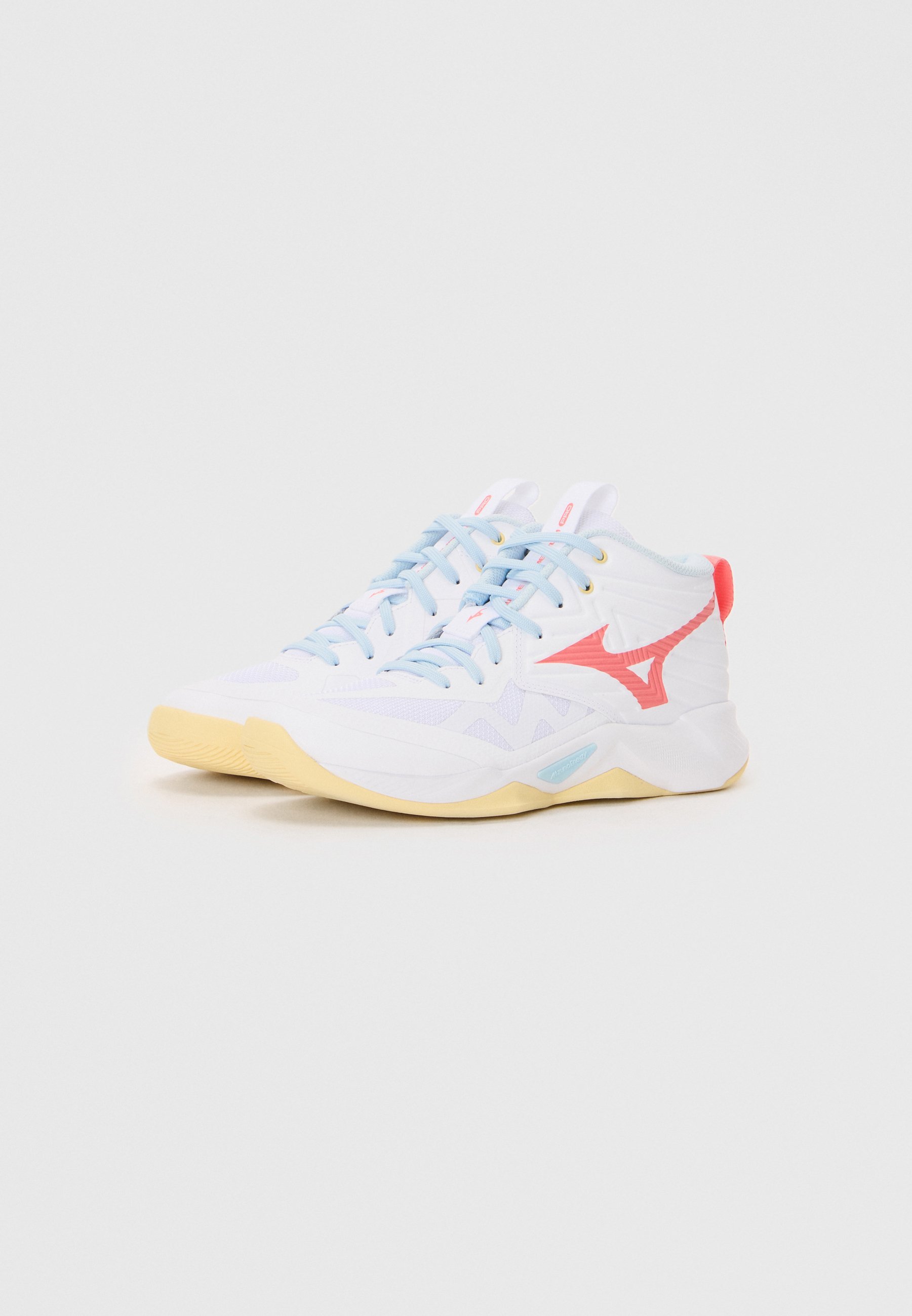 Mizuno WAVE MOMENTUM PRO - Volleybalschoenen - wit/calypso koraal/lichte banaan
