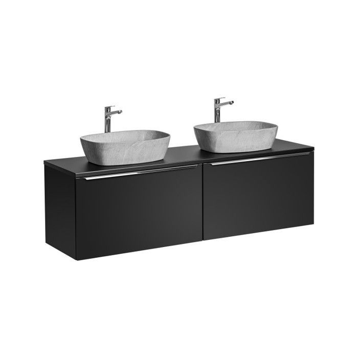 Ensemble salle de bain - GENERIQUE - Rosario Black - 160 cm - Double vasques - 2 tiroirs