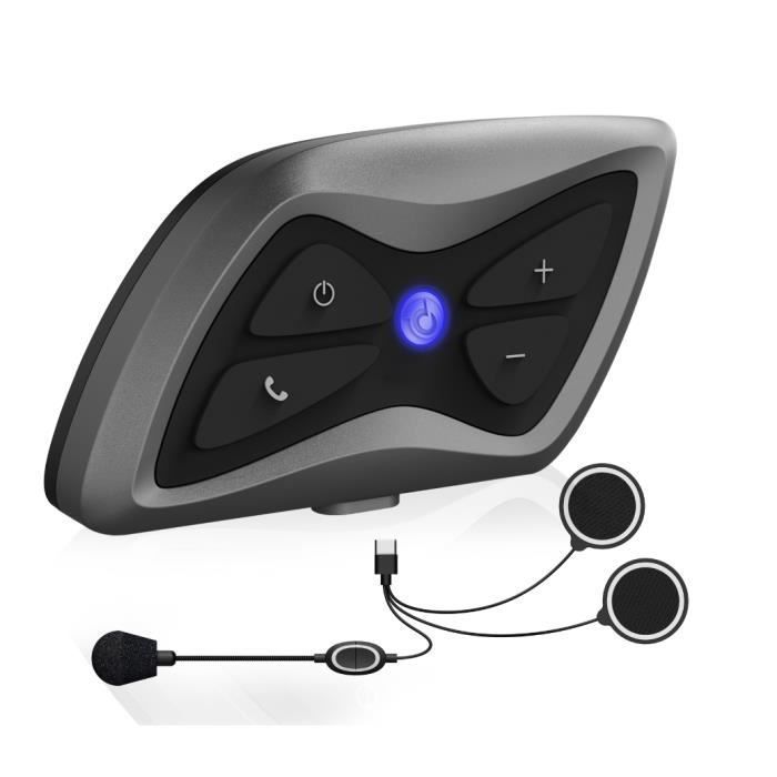 Intercomunicador Bluetooth para motocicleta - Kit de intercomunicador inalámbrico para casco de motocicleta - Resistente al agua hasta 1500 m (IP65) - Control de llamadas