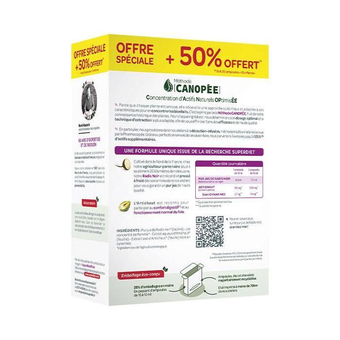 Superdiet Radis Noir Artichaut Digestion Bio 20 Ampoules + 10 Ampoules OFFERTES
