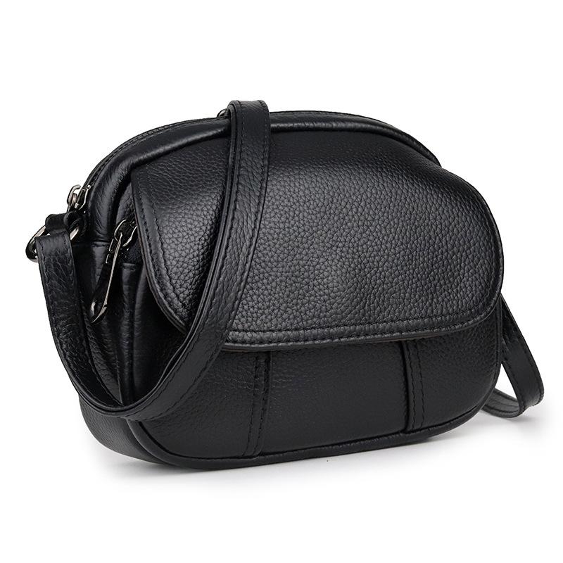 Sac bandoulière femme en cuir véritable 100% véritable, petit sac à main rond en cuir de vachette de haute qualité, pochette bandoulière pour femme
