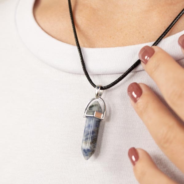 Collar con colgante de cristal Myga - Jaspe azul moteado